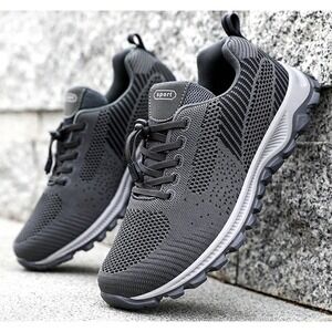 New Hbeylia Gray Knit Sneakers Walking Running Athletic Shoes Lightweight Sz 8